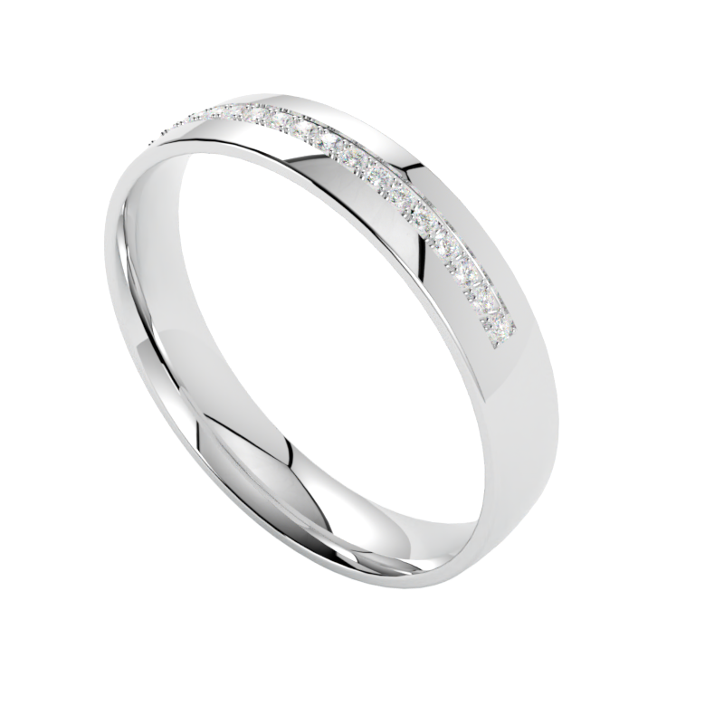 damska obrączka ślubna z diamentami z białego złota